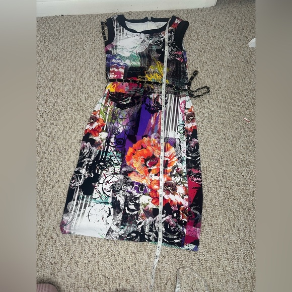 Cache Vintage Y2K Mixed Media Retro Sheath Dress Size 4 Floral Arsty - Picture 3 of 5